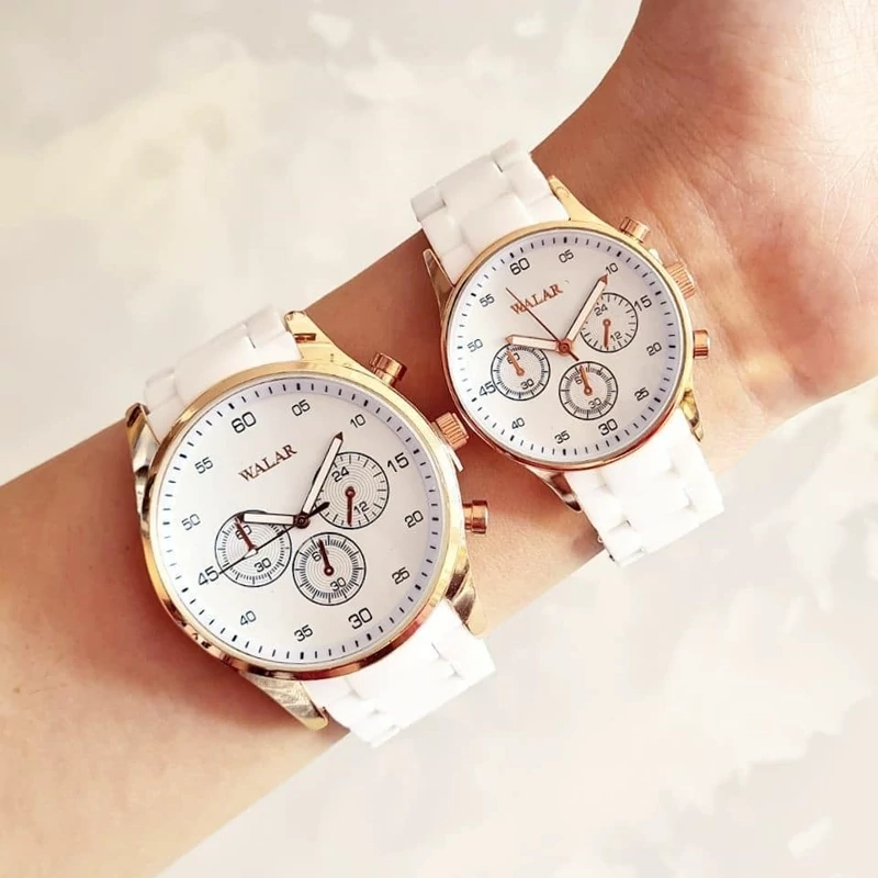 ساعت ست والار سفید قاب رزگلد