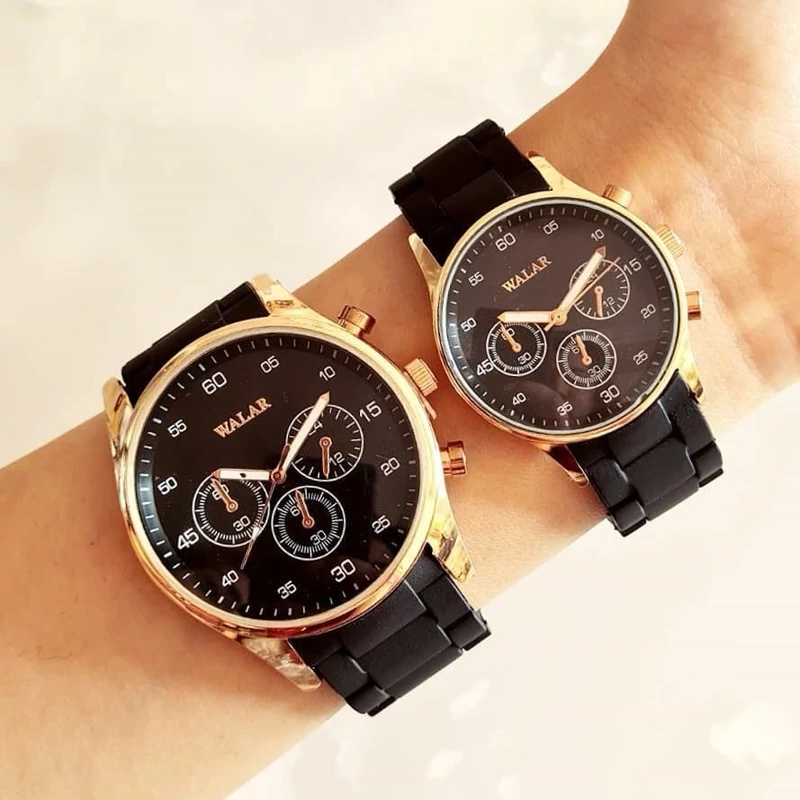 ساعت ست والار مشکی قاب رزگلد