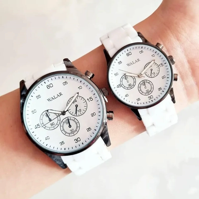 ساعت ست والار سفید قاب مشکی