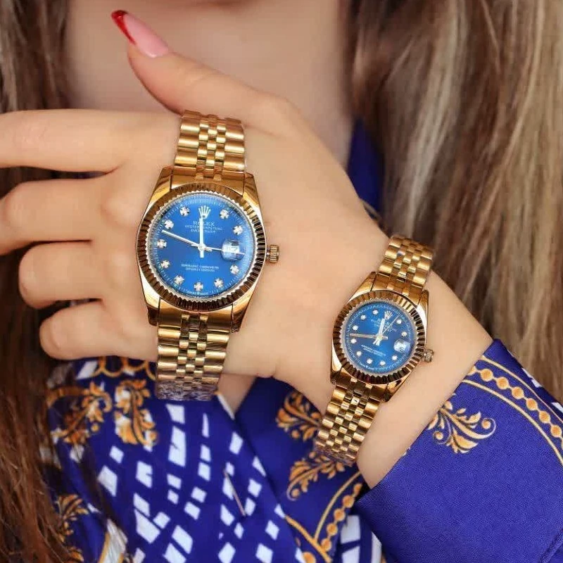 ست ساعت مچی رولکس طلایی صفحه سورمه ای